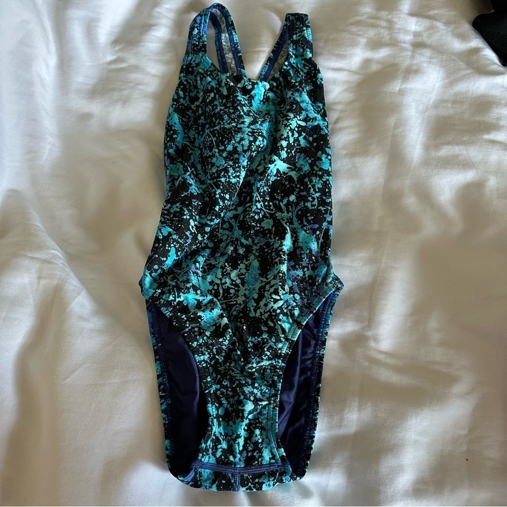 Blue and Black One Piece Swimsuit